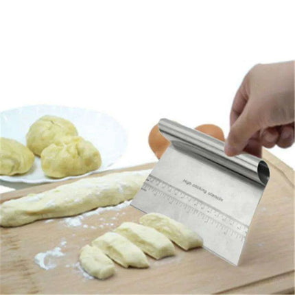 Stainless Steel Dough Scraper & Pastry Tool Set with Integrated Measuring Scale for Precision Baking