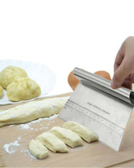Stainless Steel Dough Scraper & Pastry Tool Set with Integrated Measuring Scale for Precision Baking
