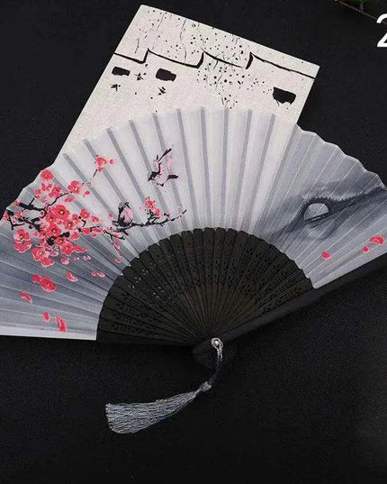 Elegant Vintage Chinese Silk Bamboo Folding Fan with Unique Designs