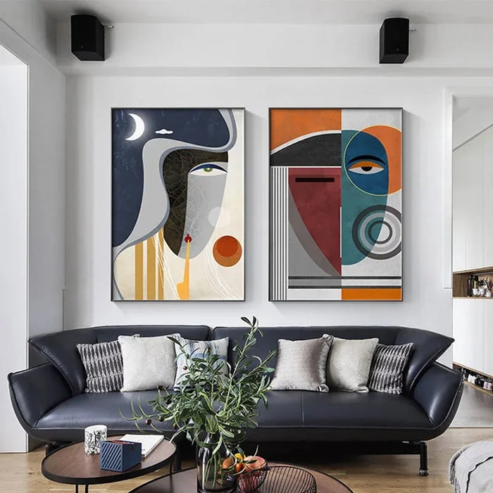 Abstract Geometric Faces Canvas Print - Modern Home Wall Decor