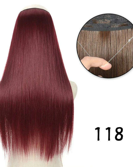 Blonde and Black Halo Hair Extensions for Effortless Volume and Length Boost