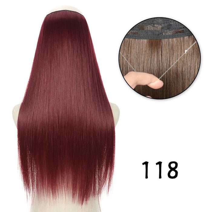 Blonde and Black Halo Hair Extensions for Effortless Volume and Length Boost
