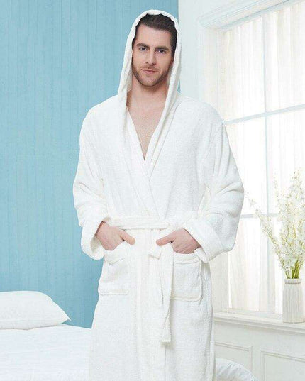 Cozy Elegance Unisex Cotton Hooded Kimono Robe for Winter