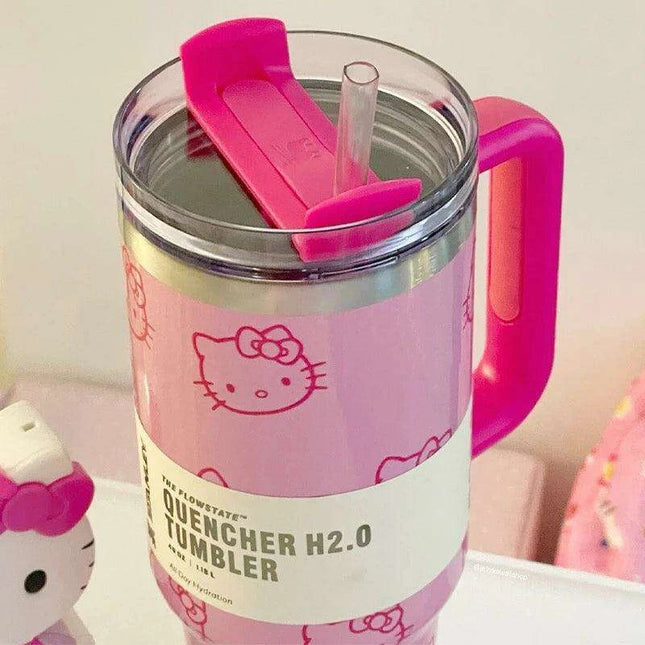 Hello Kitty 40Oz Insulated Stainless Steel Mug with Handle and Straw - Très Elite