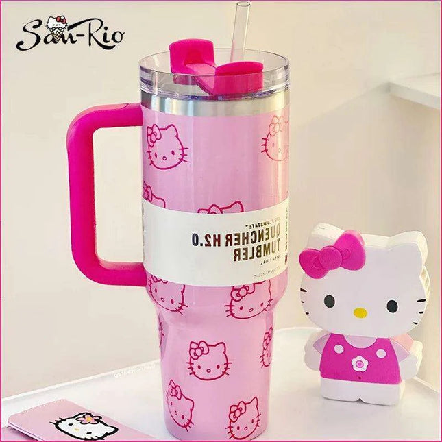 Hello Kitty 40Oz Insulated Stainless Steel Mug with Handle and Straw - Très Elite