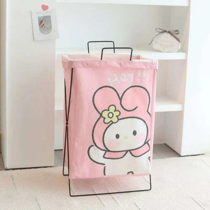 Hello Kitty Stylish Foldable Laundry Hamper: Sturdy Iron Frame & Waterproof Design - Spacious Organizer..