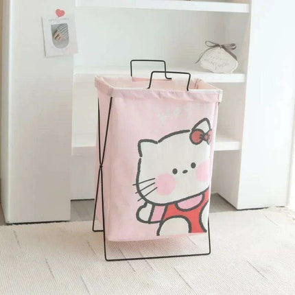 Hello Kitty Stylish Foldable Laundry Hamper: Sturdy Iron Frame & Waterproof Design - Spacious Organizer..
