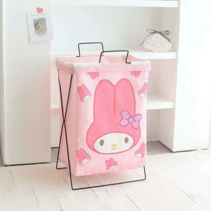 Hello Kitty Stylish Foldable Laundry Hamper: Sturdy Iron Frame & Waterproof Design - Spacious Organizer..