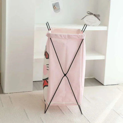 Hello Kitty Stylish Foldable Laundry Hamper: Sturdy Iron Frame & Waterproof Design - Spacious Organizer - Très Elite