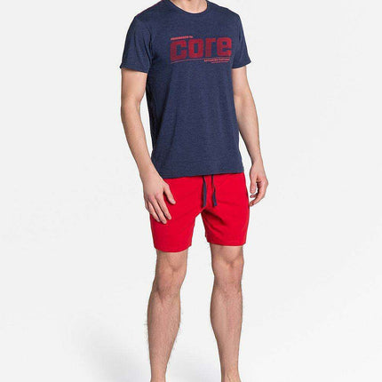 Henderson Men's Chic Navy Blue and Red Pajama Set for Ultimate Comfort - Très Elite