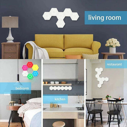 Hexagon RGB Ambient Light Display Kit with Bluetooth Music Sync and Customizable Designs - Ideal for Gaming and Home Decor - Très Elite
