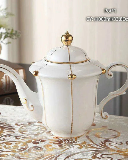 Regal Elegance Gold Pearl Bone China Tea and Coffee Set - Sophisticated Collection for Luxurious Teatime