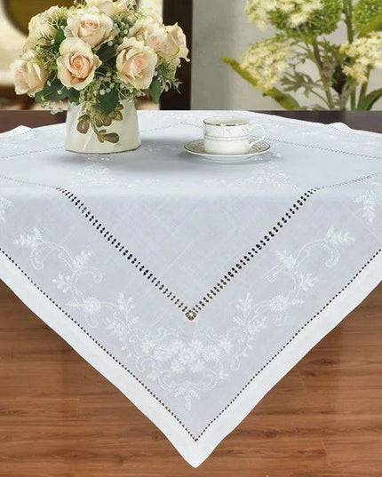 Chamomile Elegance White Table Linen Set by Jimo Lace