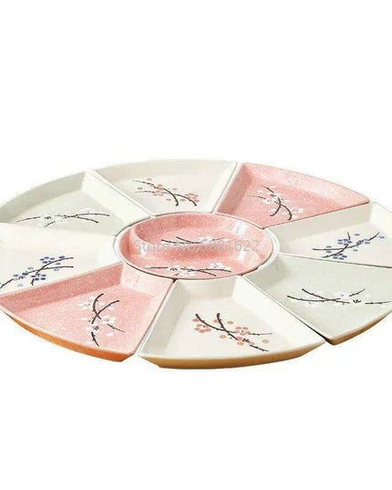 Artisan Hand-Painted Japanese Ceramic Dining Set with Elegant Platter and Bowl