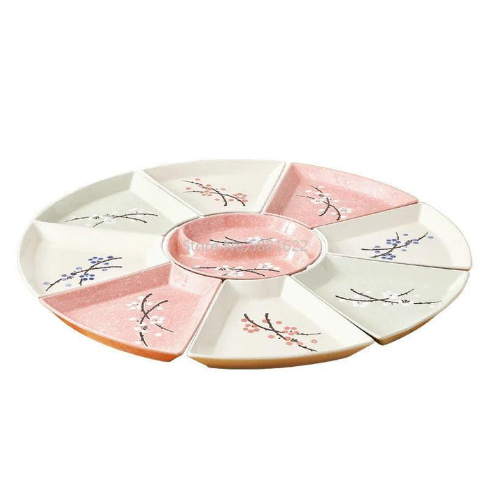 Artisan Hand-Painted Japanese Ceramic Dining Set with Elegant Platter and Bowl