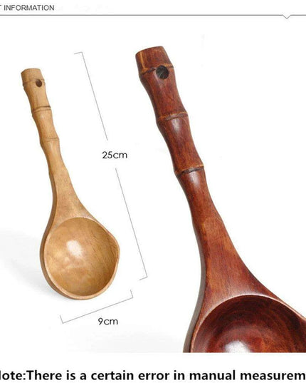 Chic Chestnut Wood Extended Handle Soup Ladle - Sophisticated Cooking Spoon for Your Culinary Space