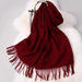 Elegant Tassel-Trimmed Lamb Wool Wrap - Luxe Winter Scarf for Fashionable Warmth