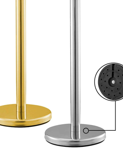 Elegant Gold Stainless Steel Stanchion Set with Red Velvet Rope & Secure Base for Event Management