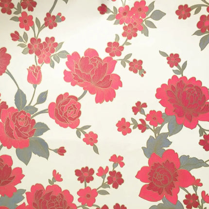 Moda Red Peony Waterproof Peel and Stick Wallpaper - Easy Application