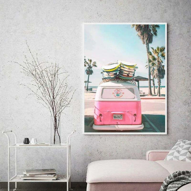 Vintage Coastal Dreamscape Canvas Art - Charming Retro Beach Scene Decor
