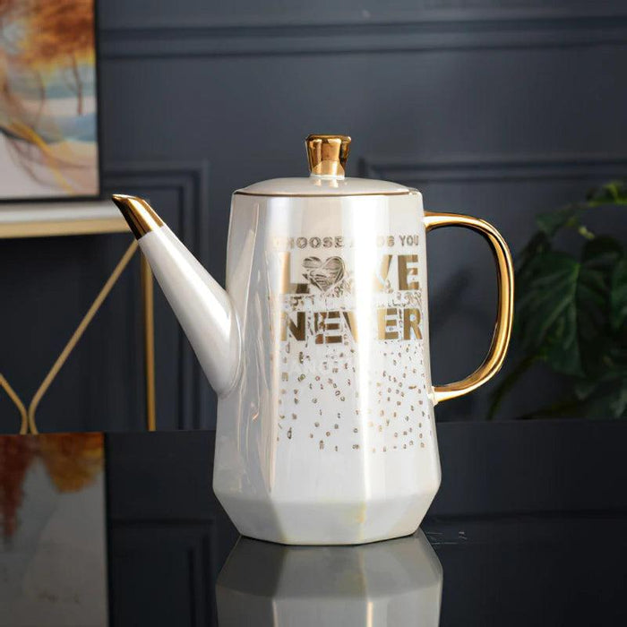 Nordic Gold Ceramic Tea Coffee Set with Bone China Touch