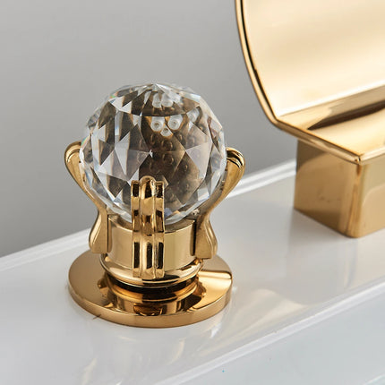 Bright Golden Waterfall Basin Faucet Dual Cristal Handle Widespread Bathroom Sink Mixer Tap Deck Mounted Bathtub Mixers Crane bright-golden-waterfall-basin-faucet-dual-cristal-handle-widespread-bathroom-sink-mixer-tap-deck-mounted-bathtub-mixers-crane