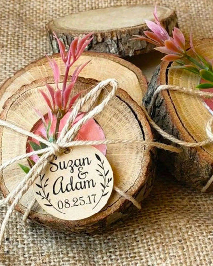 Personalized Rustic Oak Tealight Candle Holders - 15-Piece Celebration Set