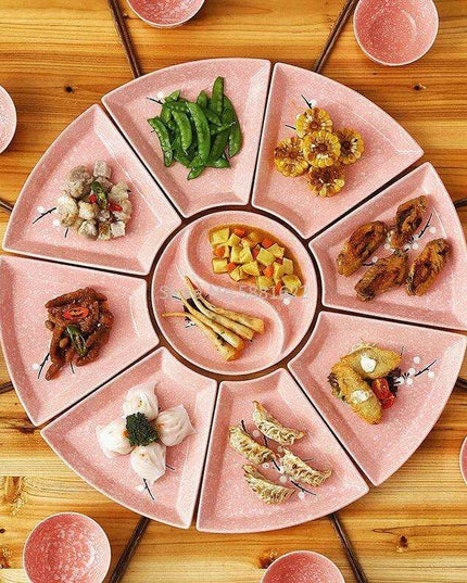 Artisan Hand-Painted Japanese Ceramic Dining Set with Elegant Platter and Bowl