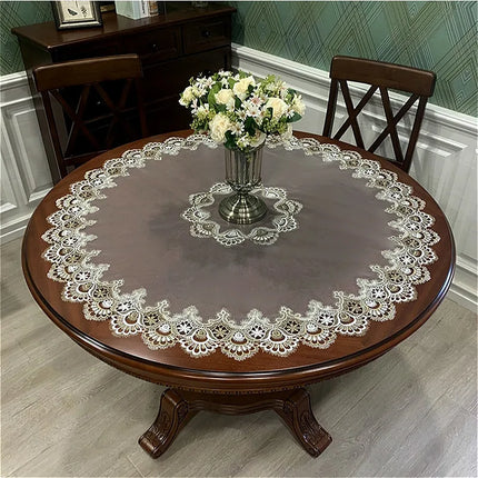 Lace Leaf Round Tablecloth — Transparent, Antifouling, 7 Sizes