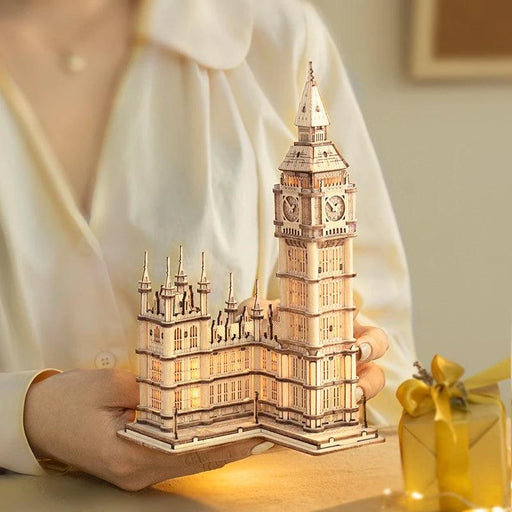 3D Architectural Wooden Puzzle Set: Build Big Ben, Tower Bridge & Five-Storied Pagoda