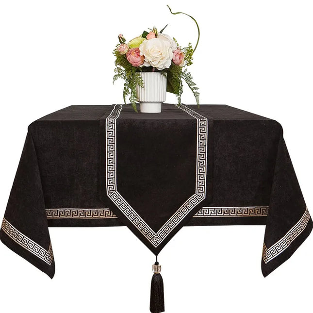 Velvet Lace Tablecloth — New Chinese Style, 6 Colours