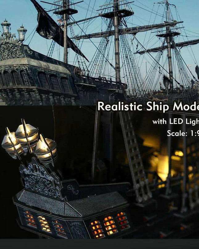 Luxurious LED-Enhanced 3D Model of the Historic Queen Anne's Revenge Pirate Ship
