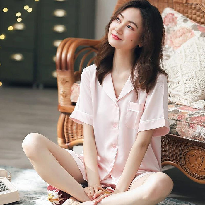 Trendy Summer Women's Lounge Set - Cozy Short Sleeve Top and Breezy Shorts