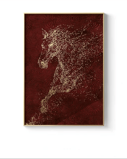 Equestrian Gold: Customizable Urban Abstract Canvas Artwork for Home and Office Decor