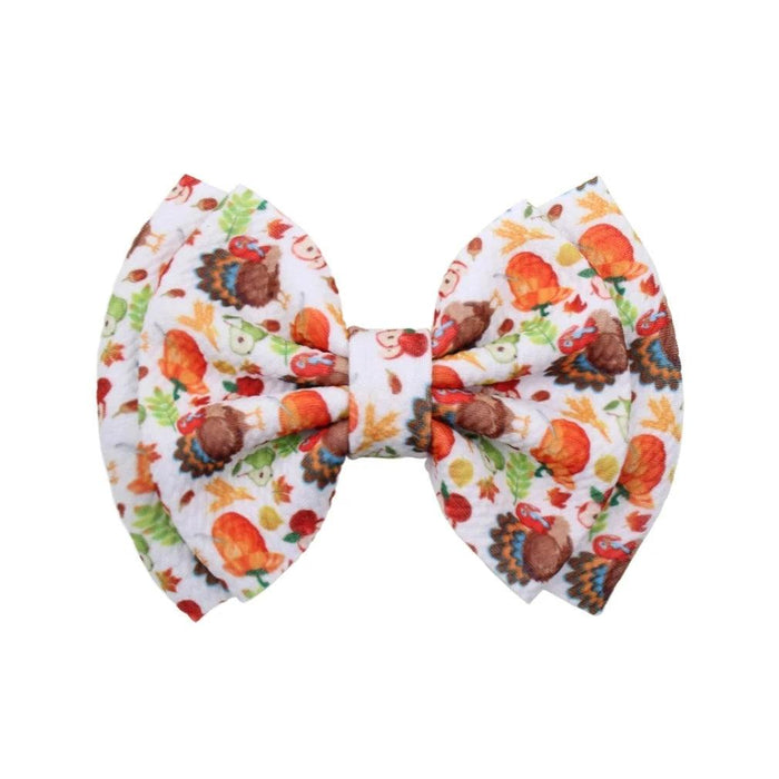 Turkey Print Baby Headband - Festive Holiday Hair Accessory for Thanksgiving Cheer