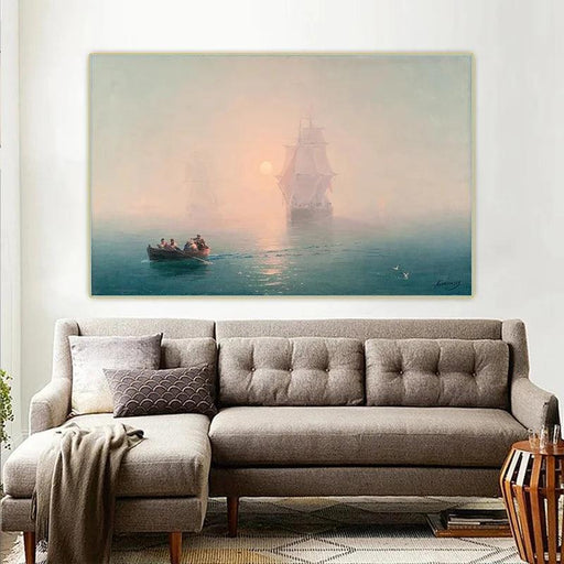 Nautical Warfare Art Print - Coastal Living Room Wall Decor