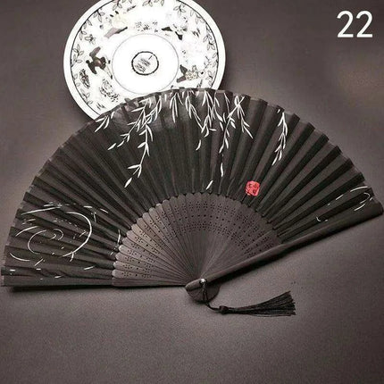 Elegant Vintage Chinese Silk Bamboo Folding Fan with Unique Designs