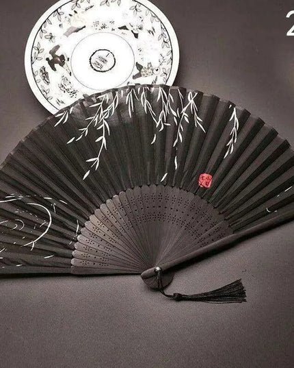 Elegant Vintage Chinese Silk Bamboo Folding Fan with Unique Designs