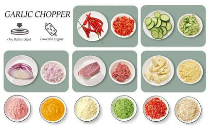 Compact Electric Garlic Chopper with Quick-Slice Technology and Adjustable Capacity