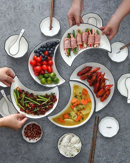 Chic Moon-Inspired White Ceramic Dining Set for Elegant Entertaining