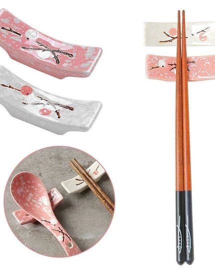 Charming Eco-Conscious Snowflake Ceramic Chopstick Holder - Enhance Your Dining Experience with Japanese Elegance