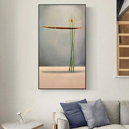 Golden Serenity: Traditional Chinese Boat Landscape Canvas Art for Timeless Home Elegance