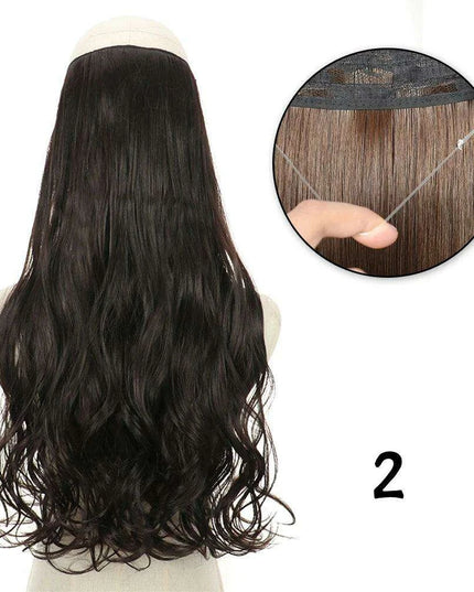 Blonde and Black Halo Hair Extensions for Effortless Volume and Length Boost