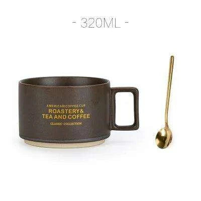 Retro Ceramic Mug and Spoon Set - Charming 320ml Drinkware for a Thoughtful Gift