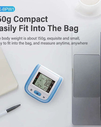 Portable Automatic Wrist Blood Pressure Monitor with Heart Rate Monitoring - Easy-to-Use Design