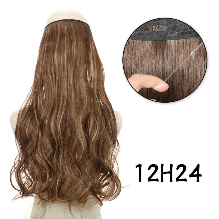 Blonde and Black Halo Hair Extensions for Effortless Volume and Length Boost