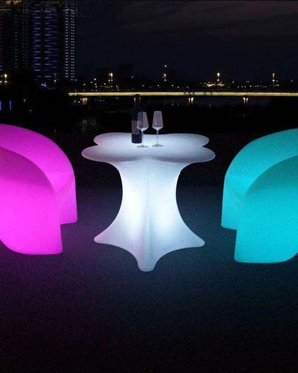 Glowing RGB LED Rechargeable Lounge Chair: Stylish Illuminated Armchair for Any Space