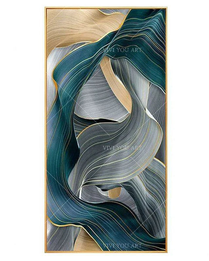 Serene Blue Abstract Landscape Oil Artwork - Handcrafted Contemporary Wall Art for Stylish Home Interiors