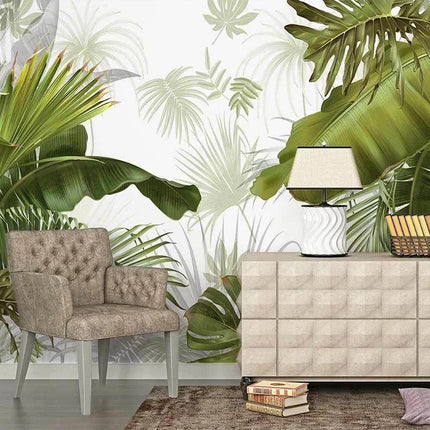 Homeby Custom Mural Wallpaper - Hand Painted Tropical Leaves, Luxury D