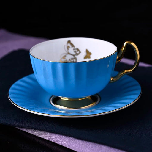 Opulent Charm: Delicate Bone China Tea and Coffee Set with 24K Gold Detail